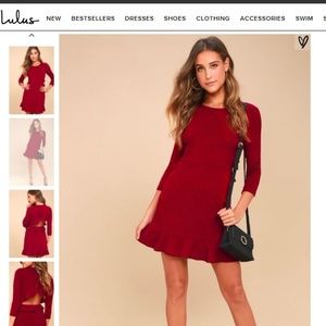 NWOT WINE RED BACKLESS LONG SLEEVE DRESS